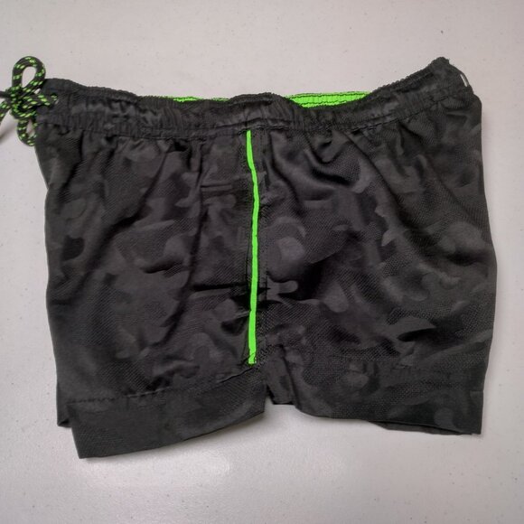 AussieBum Swim Trunk Shorts Men Small Line Black 2 Tone Camo Neon Green - Picture 3 of 16